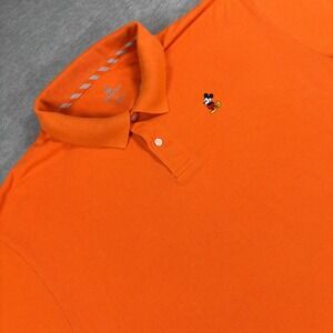 Disney Parks Mens Orange Mickey Mouse Embroidered Polo Shirt XL Short Sleeve